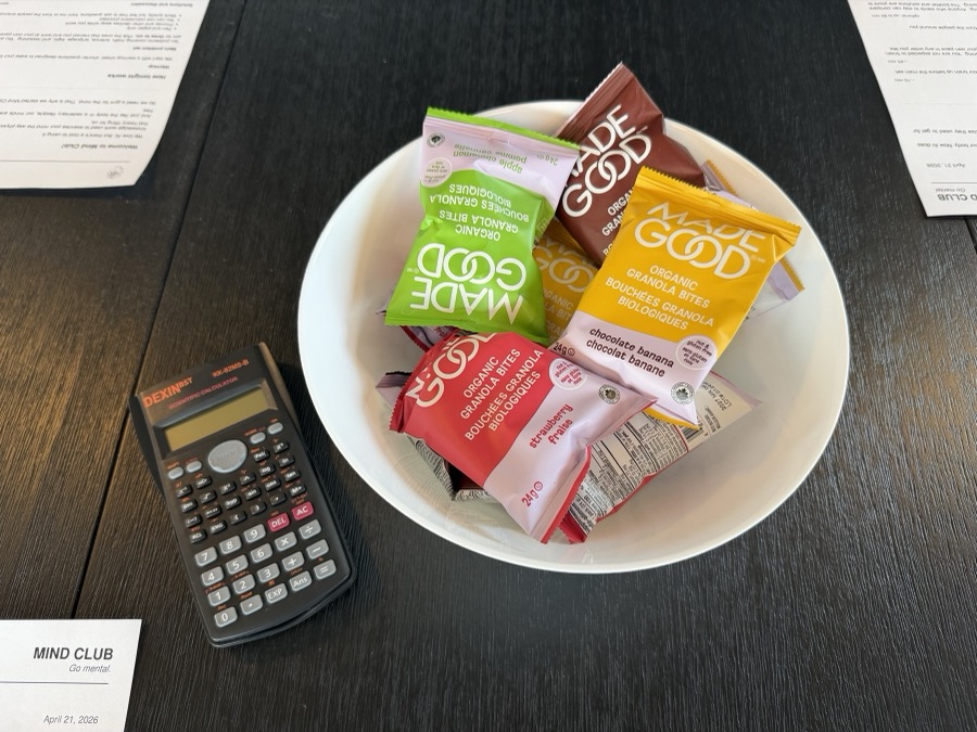 Snacks at a Mind Club session